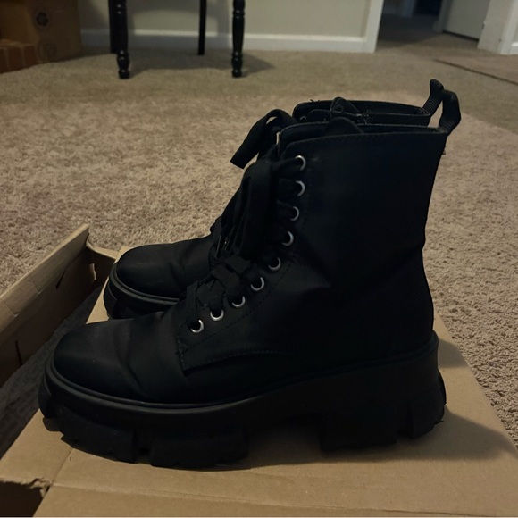 Steve Madden Black Combat Boots - Picture 4 of 8